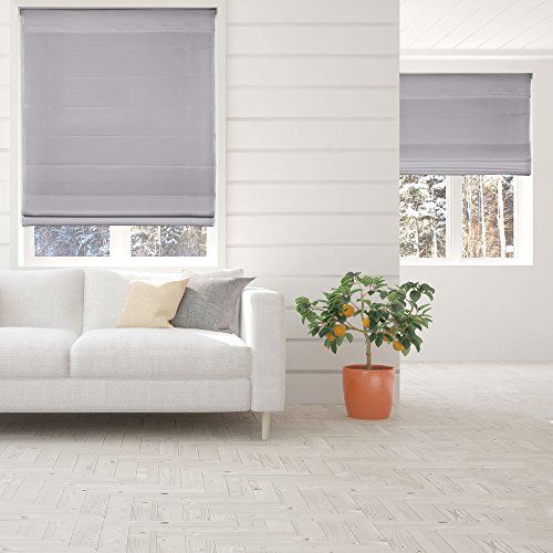 Calyx Interiors قماش رفع لاسلكي ، ظلال رومانية بحجم 46.5 بوصة عرض × 48 بوصة ارتفاع اللون رمادي مصفي للضوء