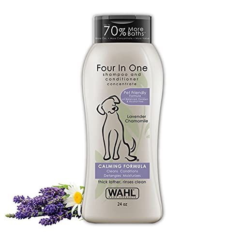Wahl 4-ühes rahustav lemmikloomade šampoon-puhastab, hooldab, puhastab ja niisutab lavendli kummeliga-24 oz