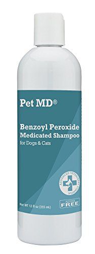 Pet MD - شامبو بنزويل بيروكسايد الطبي للكلاب والقطط - فعال في حالات الجلد ، والقشرة ، وتخفيف الحكة ، وحب الشباب والتهاب الجريبات - رائحة الحمضيات - 12 أونصة