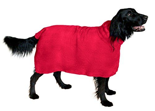 SNUGGLY DOG Easy Wear -pyyhe. Ylellisen pehmeä, nopeasti kuivuva 400 g / m2 mikrokuitu. Mukana pehmeä vyö lämpimälle pehmoiselle koiranpuvulle, pieni punainen
