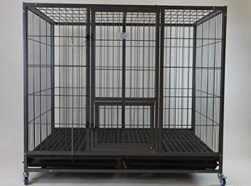 Homey Pet-49 Изключително голяма здрава метална клетка за кучета с пластмасова подова решетка, колела, издърпваща се табла и врата за хранене: L 49