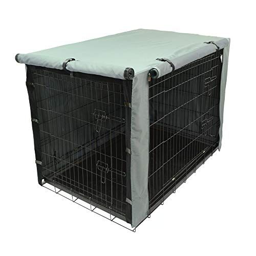 Couvercle de cage de couverture de caisse de chien TOPEIUS pour caisse de fil à double porte de 48 pouces, couvertures de chenil pour animaux de compagnie imperméables durables avec fenêtre en maille