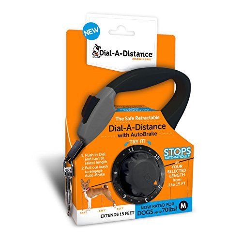 ڈائل A-Distance Retractable Dog Leash، Adjustable 0 to 15 Feet، Auto Brake and One Button Lock