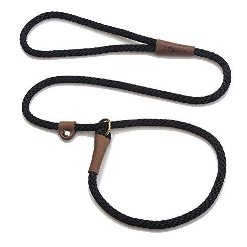 Mendota Pet Slip Leash - Dog Lead and Collar Combo - Made in The USA - Μαύρο, 3/8 σε x 4 πόδια - για μικρές/μεσαίες φυλές
