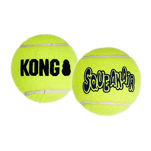 KONG - Squeakair Balls - Dog Toy Premium Squeak Tennis Balls, Gentle on Teeth - For Medium Dogs (3 Pack)