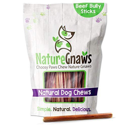 Nature Gnaws Small Bully Sticks pour chiens - Os de bœuf naturels de qualité supérieure - Gâteries fines et durables pour mâcher pour chiens et chiots - Sans peau brute - 6 pouces (15 unités)