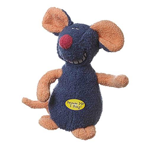 Multipet Deedle Dude 8-инчова пееща мишка плюшена играчка за кучета, синя