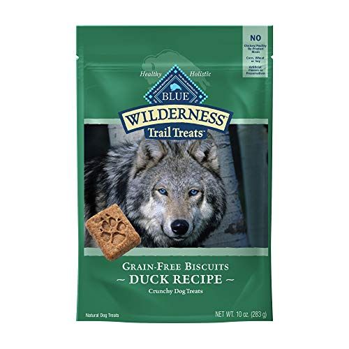 Blue Buffalo Wilderness Trail третира високо протеиново зърно без хрупкави кучешки лакомства бисквити, рецепта за патици 10-унция торба